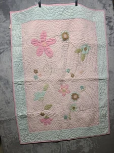 Laura Ashley Baby Quilted Floral Pink Crib Coverlet Blanket Decor Bed 36" x 46” - Picture 1 of 15