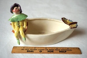 Scarecrow Butterfly Flowers on Boat Studio Art Pottery  - Rare Unusual Unique - Picture 1 of 19