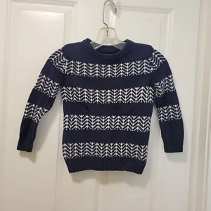 Gap Kids Boys XS 4-5 Yrs Navy Cotton Birdseye Tapestry Knit Pullover Sweater - Picture 1 of 5