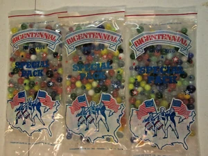 3 Bags Of Champion Agate Bicentennial marble bags 1776-1976 "Factory Sealed" - Picture 1 of 2
