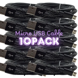 10X Heavy Duty Micro USB Fast Charger Cable Cord Lot For Samsung Android HTC LG - Picture 1 of 8