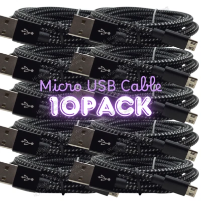 10X Heavy Duty Micro USB Fast Charger Cable Cord Lot For Samsung Android HTC LG - Image 1 of 4