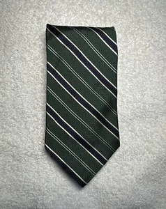Tommy Hilfiger Neckwear Men’s Pure Silk Tie Green Blue Striped 3.5” in - Picture 1 of 10