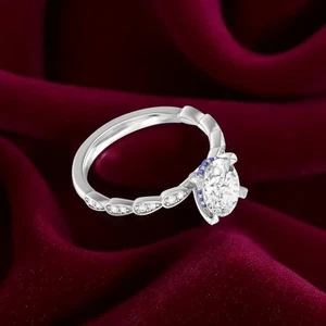 Ehering 950 Platin IGI GIA zertifiziert im Labor gezüchtet Diamant 1,50 ct Ovalschliff - Bild 1 von 9