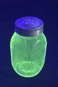 Vintage Vaseline grün Vertiefung Glas großer Shaker Anchor Hocking leuchtet - Bild 1 von 13