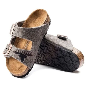Birkenstock Arizona Kids Wool Felt Gray Elk Sandals EU26 US K 8 Narrow 1007124 - Picture 1 of 8