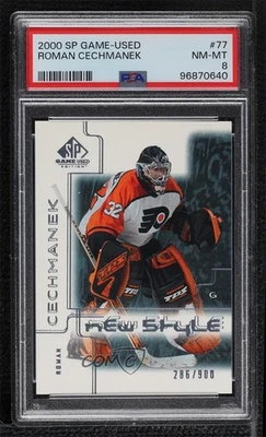 2000-01 SP Game Used Edition New Style /900 Roman Cechmanek #77 PSA 8 Rookie RC - Image 1 of 2