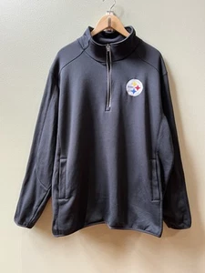 NFL 1/4 Zip Up PITTSBURGH STEELERS Black Fleece Pullover Jacket Sweatshirt XXL - Picture 1 of 19