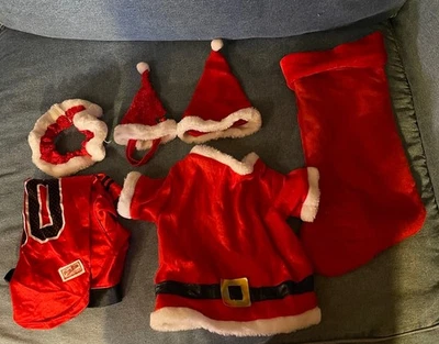 Lote de 5 trajes de Papá Noel para perros pequeños, cuello, 2 sombreros y jersey más grande XL 4-8 libras Foto 1 de 3
