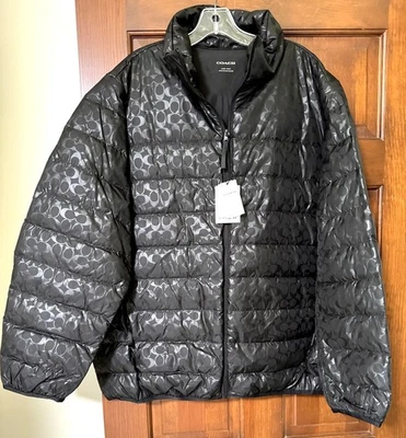 Coach Signature Lightweight Down Jacket Black Mens XL  NWT $450 - Image 1 of 4
