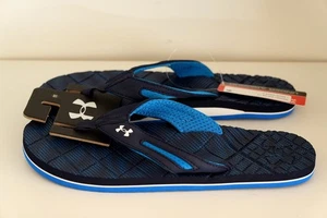 Under Armour Men's UA Marathon Key V Sandals Flip Flops Size 11 Navy Blue - Picture 1 of 4