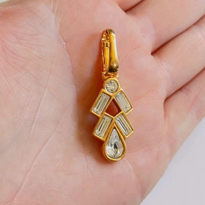 Swarovski Cisne Firmado Oro Regal Colgante Potenciador Dije Solo Cristal Baguettes Foto 1 de 4