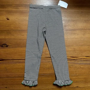 NWT Bonnie Jean black white striped ruffle bottom pants SIZE 6 - Picture 1 of 4