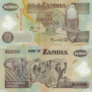 Zambia 500 Kwacha (2006) - Polymer/Eagle/Elephant/p43e UNC - Picture 1 of 3