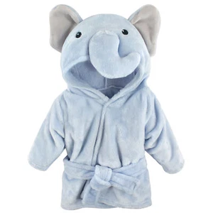Albornoz Hudson bebé bebé niño peluche cara animal, elefante azul, 0-9 meses - Imagen 1 de 2