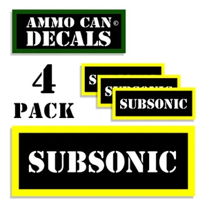 SUBSONIC Ammo Can Labels Ammunition Case 3"x1.15" stickers decals 4 pack BLYW - Picture 1 of 2