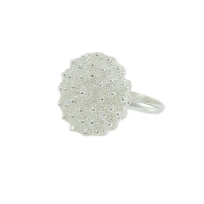 Anello donna filigrana sarda in argento a fiore tondo a nido d'ape  - Immagine 1 di 2