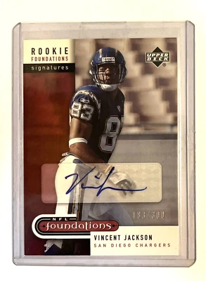 VINCENT JACKSON SIGNED 2005 UPPER DECK NFL FOUNDATIONS ROOKIE CARD 183/300 #222 - Image 1 of 2