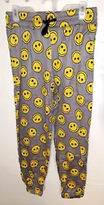 Pantalones de salón unisex grises con estampado de cara feliz para adultos - Talla: S/M - Imagen 1 de 1