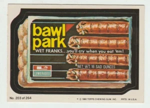 Wacky Packages 1980 Topps Sticker #203 Bawl Park - Foto 1 di 2