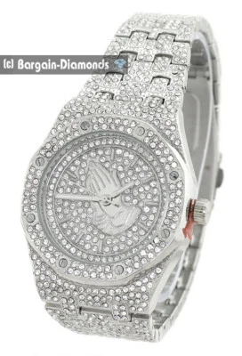 Reloj para Hombres Ice Out Plateado-CIRC Clubbing Manos de Oración Dial Eslabón Plateado Pulsera 9" Foto 1 de 4