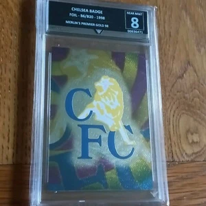 Chelsea Holo Foil Embossed Old Badge Merlin Gold 98 Get Graded 8 Mint - Picture 1 of 7