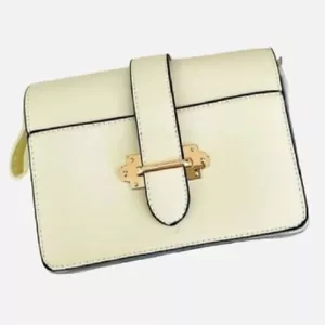 Muse Royale Small Faux Leather Satchel Bag in Ivory White with Crossbody Strap - Picture 1 of 8