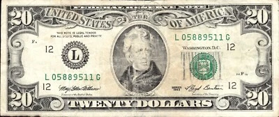 1993 $20 Vintage Federal Reserve Note 2 Pairs Together (1,8) Rare Collectible! - Image 1 of 2