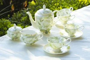 Grace Teaware Iceberg Rose Bone China 11-Piece Tea Set - Picture 1 of 4