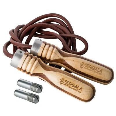 Profi Springseil Erwachsene Leder Holzgriff Retro Skipping Rope Boxen Sprungseil - Bild 1 von 4