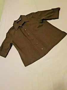 Damart Women Brown Collared Buttoned 3/4 Sleeve Blouse Shirt Top Size M 10 - Picture 1 of 4