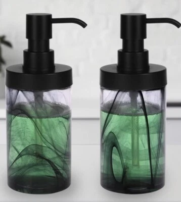 Dispensador de jabón de manos de vidrio mármol humo hielo congelado negro 12,5 OZ Foto 1 de 4