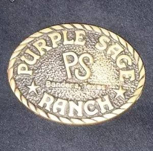 Vintage Purple Sage Ranch Solid Brass Belt Buckle - Picture 1 of 2