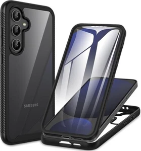 Case for Samsung Galaxy S24 FE 360° Full Body Protective Shockproof, Clear Black - Picture 1 of 4