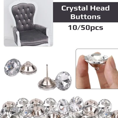 CRYSTAL DIAMOND DIAMANTE Glass Buttons for Upholstery Beds Headboards 18-30mm - Image 1 of 4