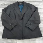 Larry Levine Classics Womens Blazer Jacket 18W Black Pinstriped Peak Lapel