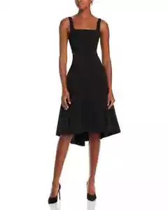 Theory Cutout Back Dress Womens 12 Black Square Neck Side Zip Closure Sleeveless - Picture 1 of 18
