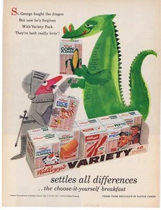 1958 Kellogg's Cereal St George & Dragon Print Ad - Picture 1 of 1