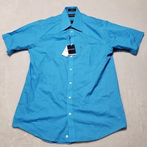 Stafford Essentials Dress Shirt Mens 16 SHORT SLEEVE Blue Broadcloth Pocket - Picture 1 of 8