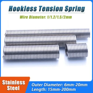 Hookless Tension Spring Stainless Steel Extension Springs Wire Dia 1/1.2/1.5/2mm - Picture 1 of 7