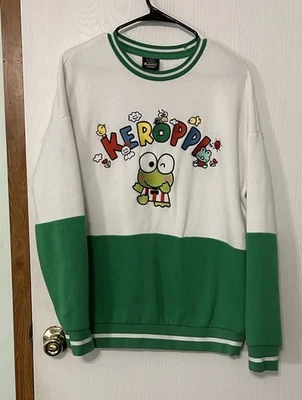 Keroppi Sanrio Crewneck Colorblock Varsity пуловер толстовка зеленый унисекс XL - Изображение 1 из 4