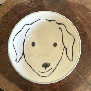 ANTHROPOLOGIE Dog Days Ramen Rice Bowl Labrador White Blue Small - Picture 1 of 10
