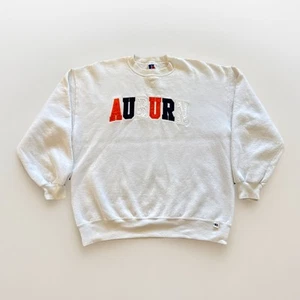 Vintage Auburn Tigers Sweatshirt Mens XL Russell Athletic 90s White Fleece - Picture 1 of 7