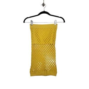 Vintage y2k Tube Top Mesh Fischnetz gelb Stretch One Size Sommer Shirt Tank - Bild 1 von 5