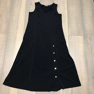 Susan Graver QVC Maxi Dress Womens Size PM Black Liquid Knit Slinky Sleeveless - Picture 1 of 12
