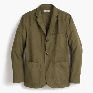 Wallace & Barnes Slim-fit Chore Blazer Jacket Cotton & Linen Army Green 38 Small - Picture 1 of 17