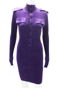 Bottega Veneta Womens Long Sleeve Ribbed Knit Sweater Dress Purple Size XS - Picture 1 of 6