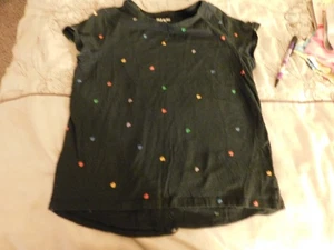 Girls Old Navy s/s black/multi colored hearts size L 10/12 - Picture 1 of 1