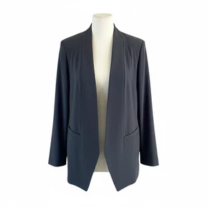 Eileen Fisher Tencel Stretch Stand Collar Blazer Jacket Size XL Gray Open Front - Picture 1 of 10