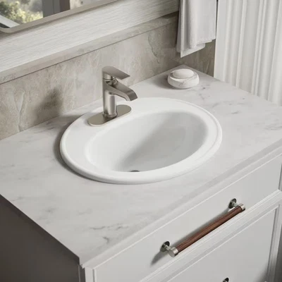 KOHLER Pennington 20,3 pulgadas x 17,5 pulgadas. Fregadero de baño abatible blanco vítreo China Foto 1 de 4